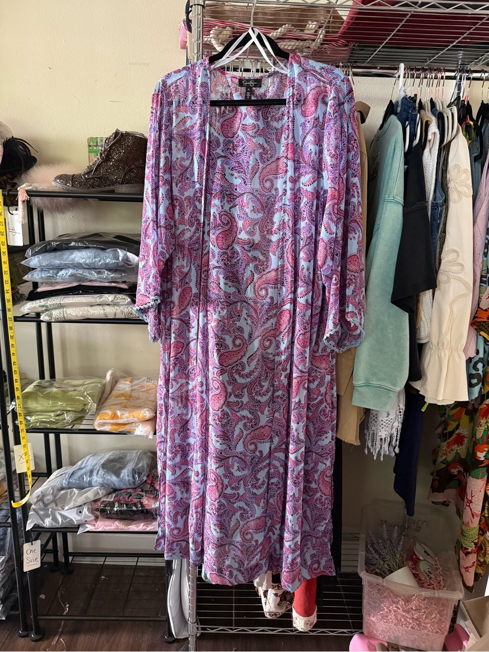 Jessica Simpson Pink and Lavender Paisley Duster